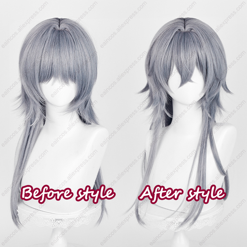 Arknights logos peruca cosplay - Anime Cosplay Blue Hair avaliação e preço